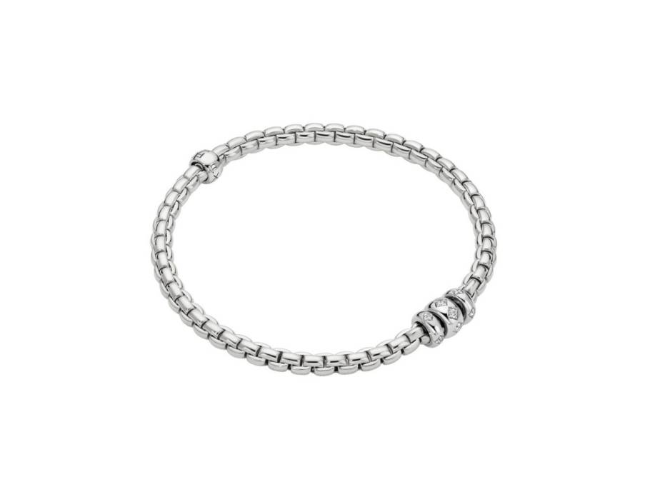 Eka Tiny Flex'It Armband Weißgold mit 3 Weißgold-Ronden und Brillanten 0,18ct flexibel