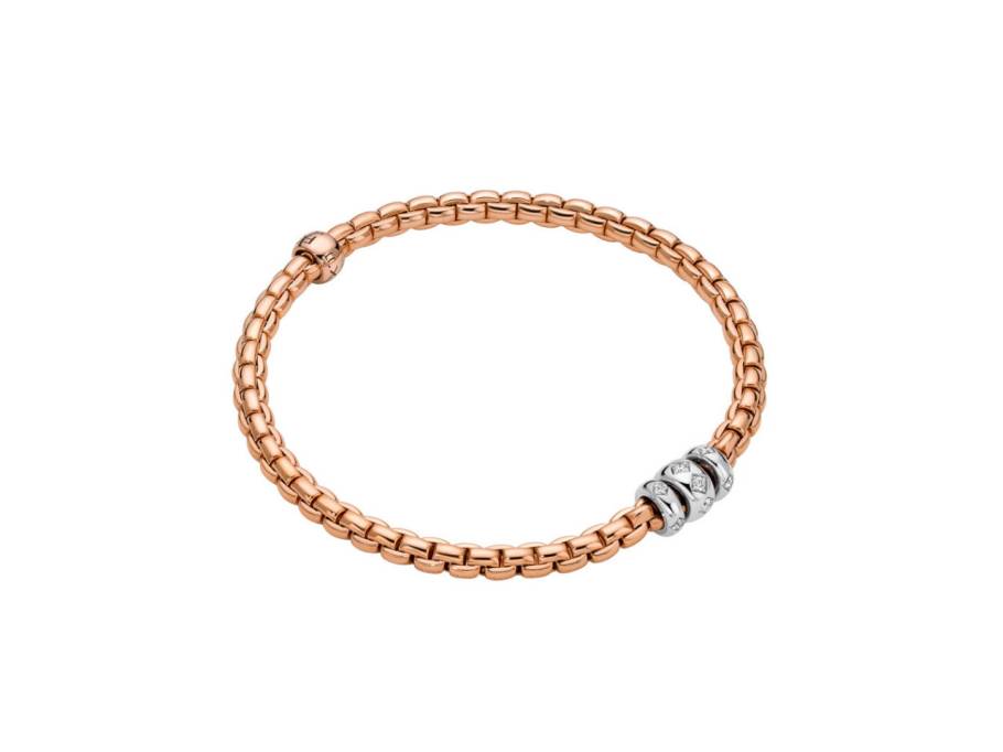 Eka Tiny Flex'It Armband Roségold mit 3 Weißgold-Ronden und Brillanten 0,18ct flexibel