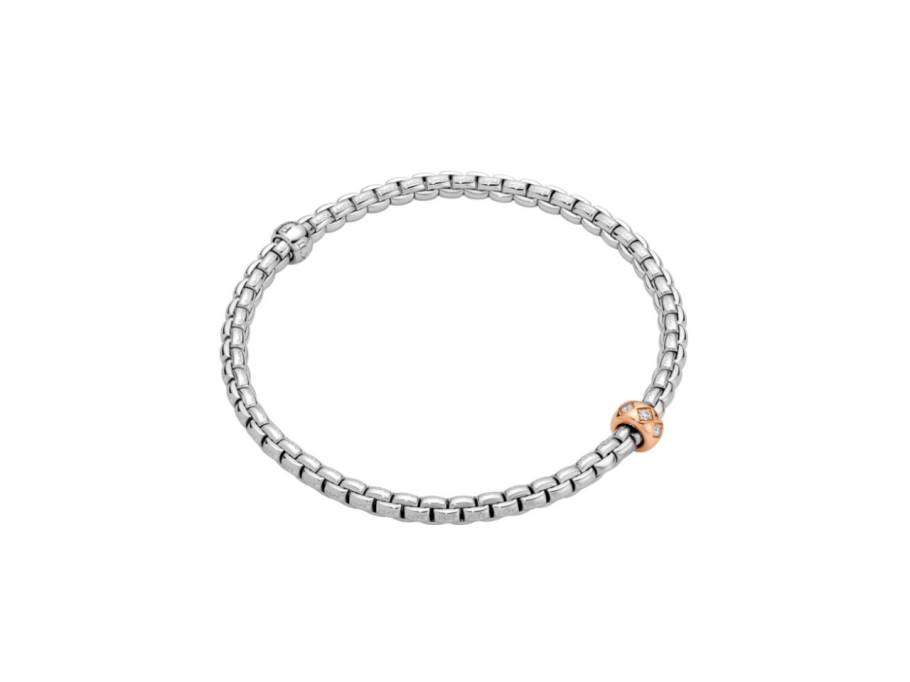 Eka Tiny Flex'It Armband Weißgold mit 1 Roségold-Ronde und Brillanten 0,12ct flexibel