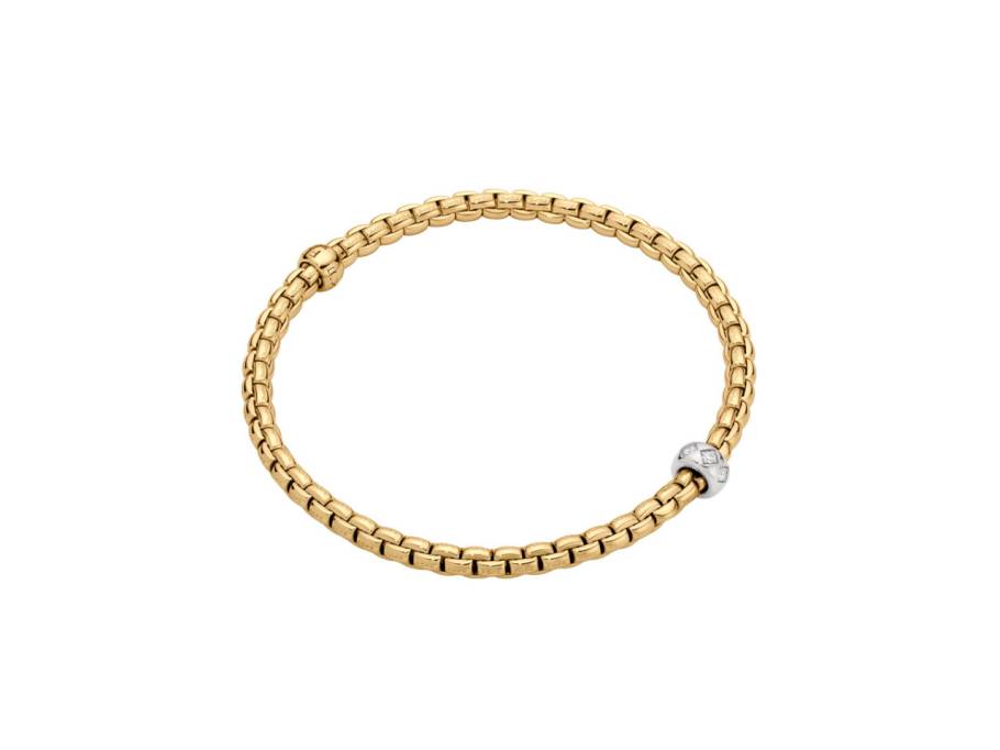 Eka Tiny Flex'It Armband Gelbgold mit 1 Weißgold-Ronde und Brillanten 0,12ct flexibel