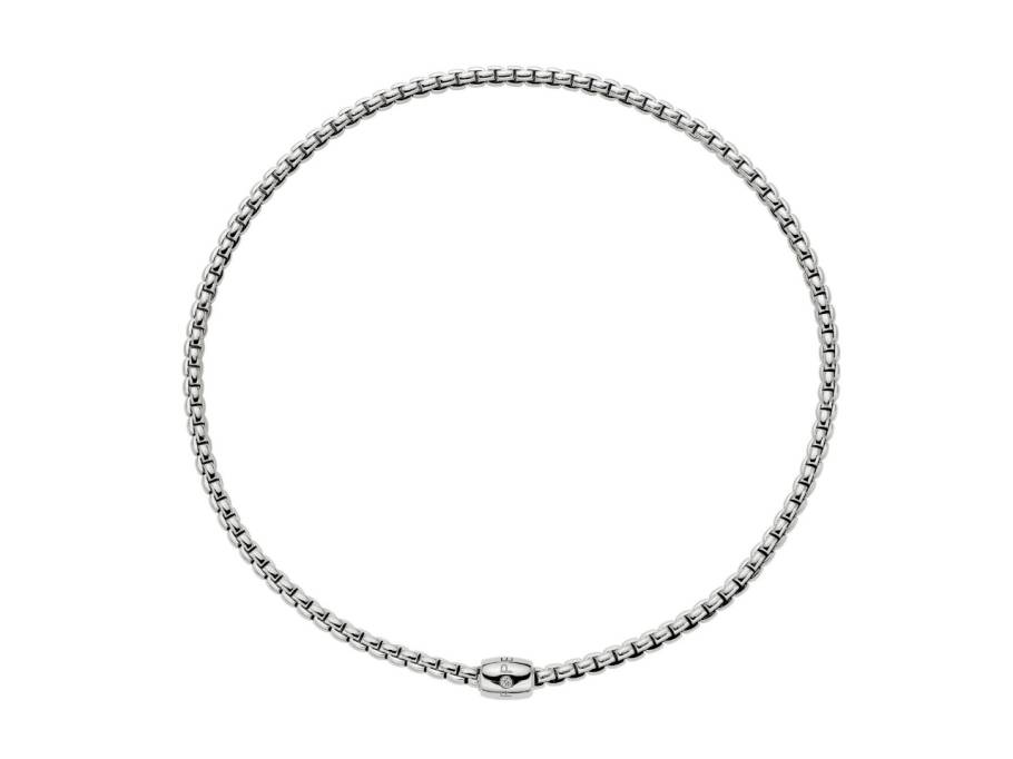 Eka Tiny Flex'It Collier Weißgold mit dekorativem Verschluss und Brillant 0,01ct flexibel