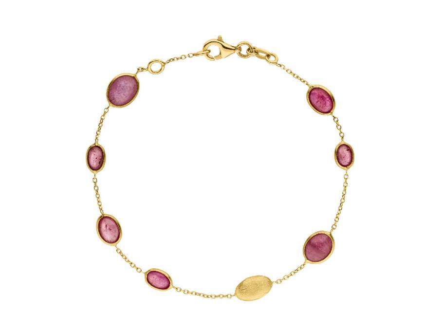 Armband Gelbgold 19cm mit Rubinen