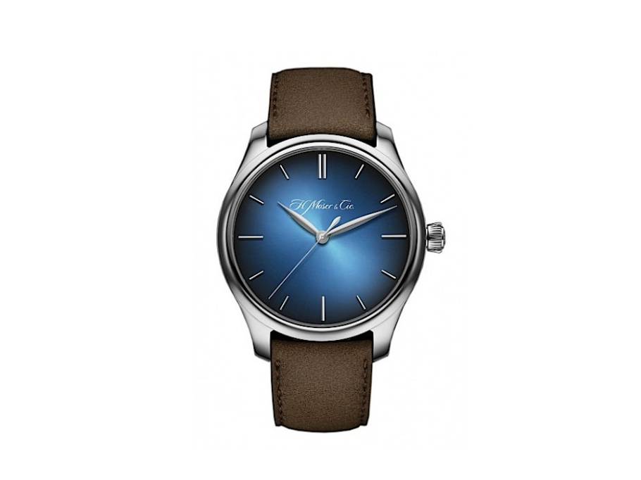 Endeavour Centre Seconds Automatic Funky Blue Weißgold 40mm blaues Zifferblatt braunes Lederband