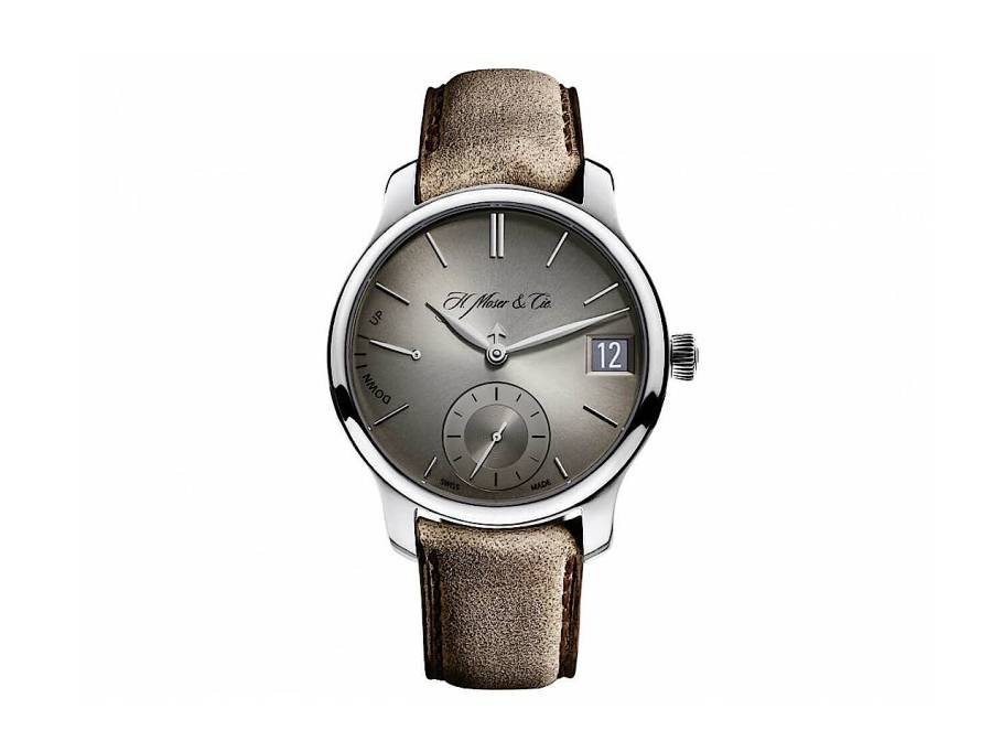 Endeavour Perpetual Calendar Grau Fumé Handaufzug Weißgold 40,8mm graues Zifferblatt braunes Lederband