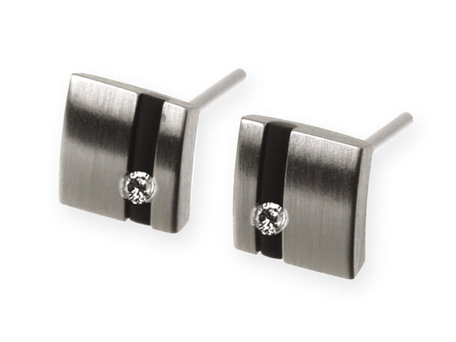 E158 Ohrstecker mit Brillant und Kautschuk