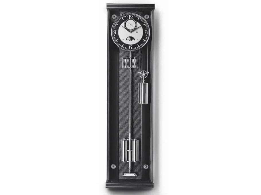 Präzisionspendeluhr Wanduhr Opus Metallica 100 silber-schwarzes Zifferblatt