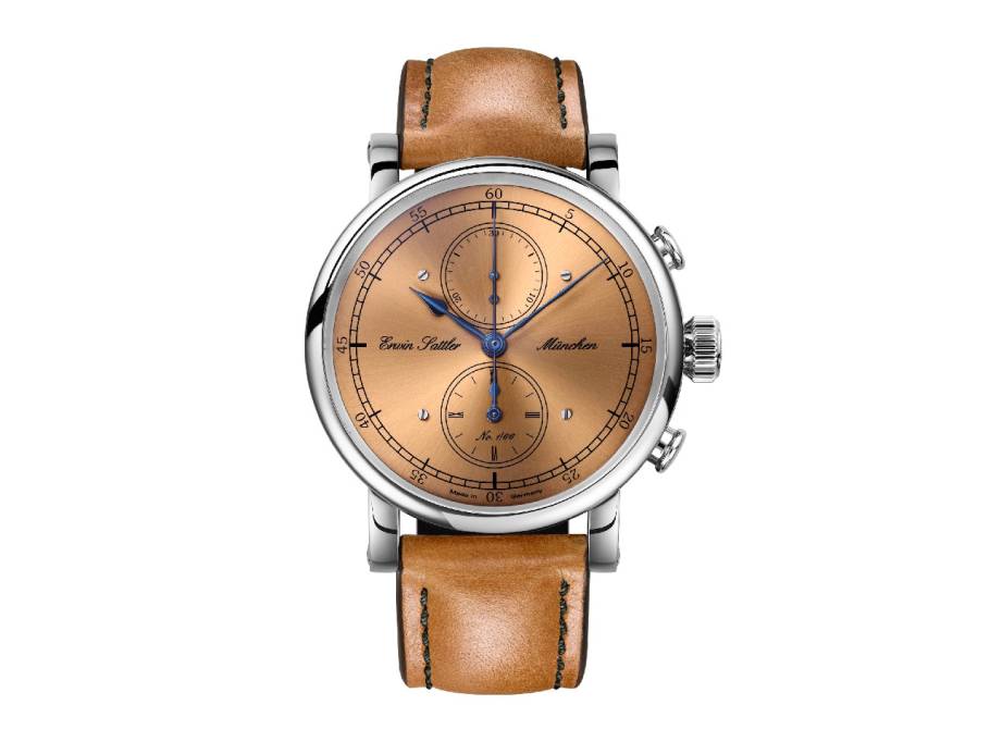 Chronograph 66 Automatik Edelstahl 44mm bronzefarbenes Zifferblatt braunes Lederband limitiert