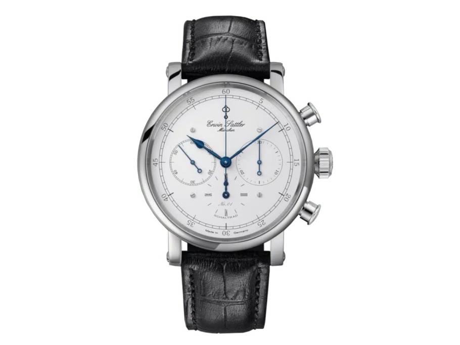 Chronograph II S Automatik Edelstahl 44mm weißes Zifferblatt schwarzes Lederband