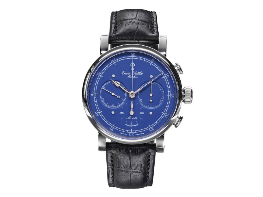 Chronograph III S Automatik Edelstahl 44mm blaues Zifferblatt schwarzes Lederband limitiert