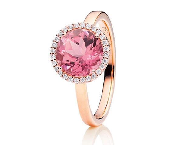 Espressivo Damenring groß Roségold Turmalin pink