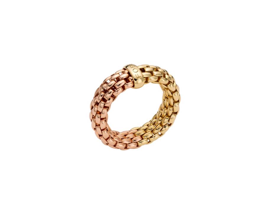 Essentials Ring zweifarbig Roségold / Gelbgold mittel flexibel Weite M