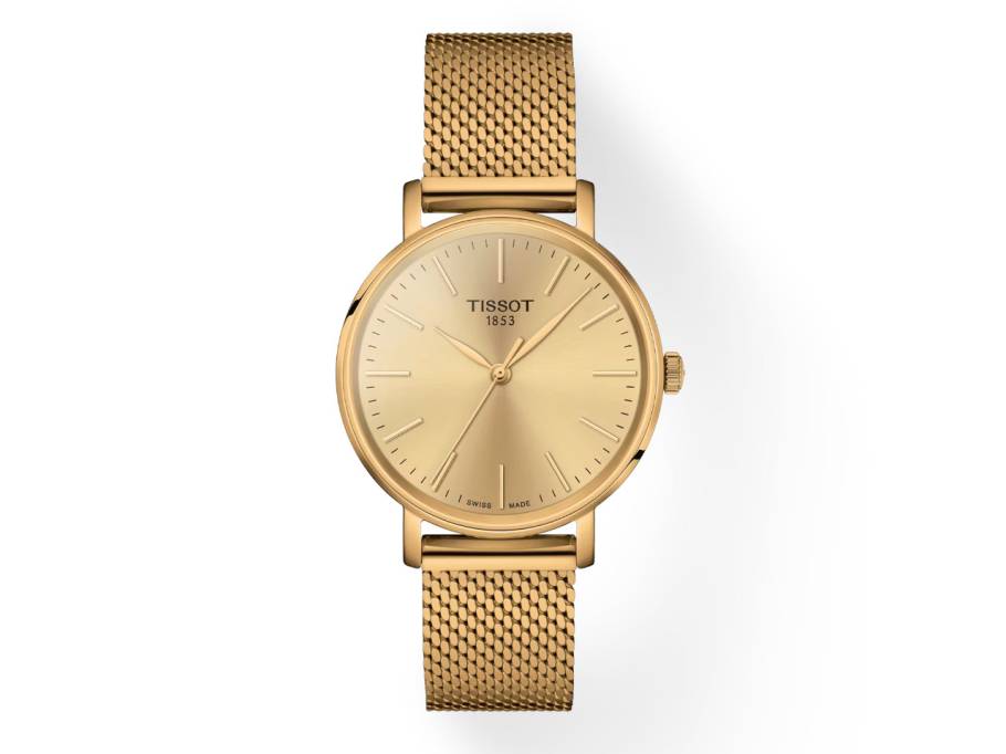 Everytime Gent Quarz Edelstahl gelbgold PVD gelbgoldfarben Edelstahlmilanaiseband gelbgold PVD