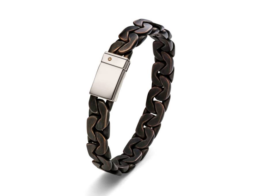 Meander Armband Bronze mit Verschluss Graugold
