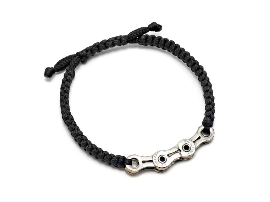 BikeChains Fahrradketten-Armband mit schwarzem Textilband