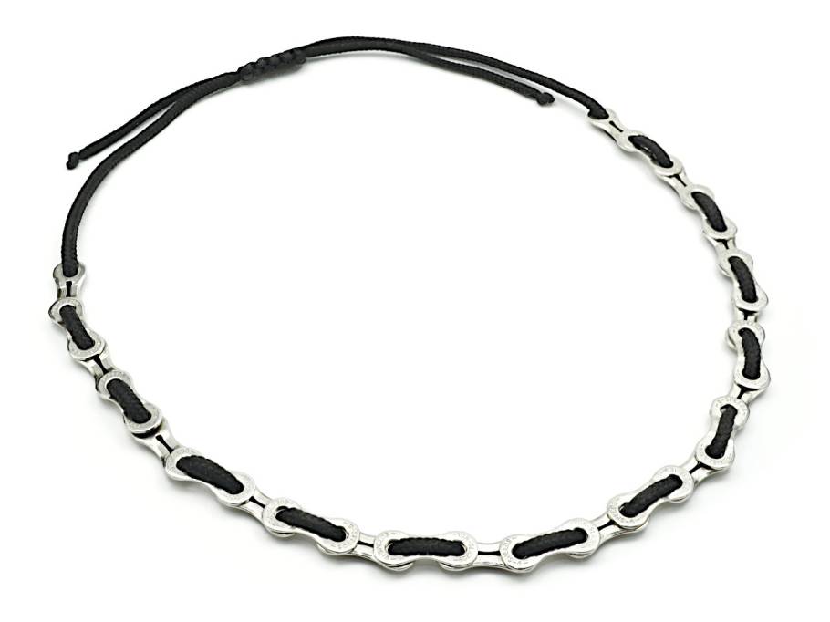 BikeChains Fahrradketten-Halskette mit schwarzem Textilband