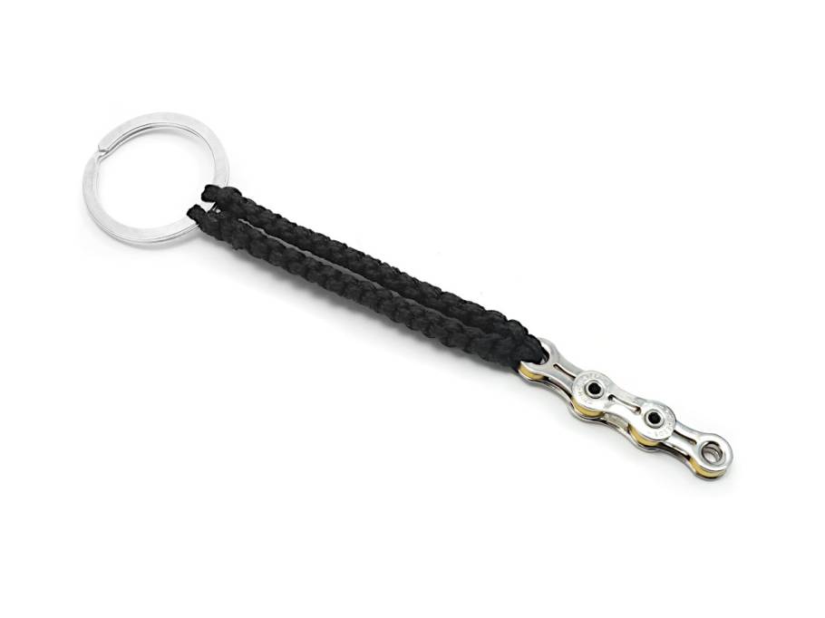 BikeChains Fahrradketten-Schüsselanhänger mit schwarzem Textilband