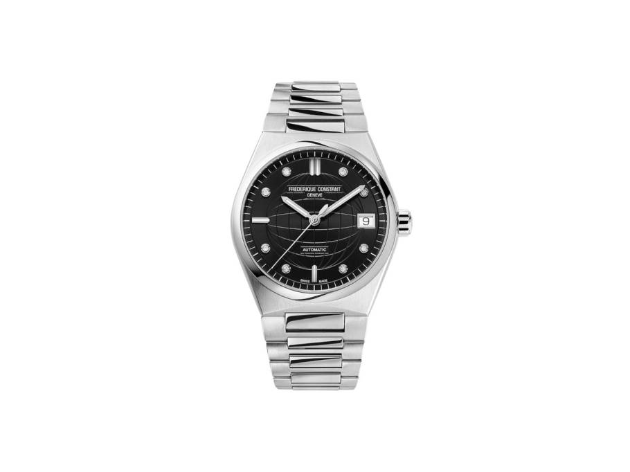 Highlife Ladies Automatik Edelstahl 34mm schwarzes Zifferblatt Metallband