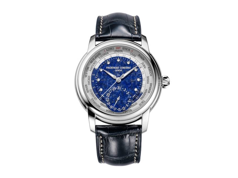 Classics Worldtimer Manufacture GMT Automatik Edelstahl 42mm blaues Zifferblatt Lapislazuli blaues Lederband Limited Edition