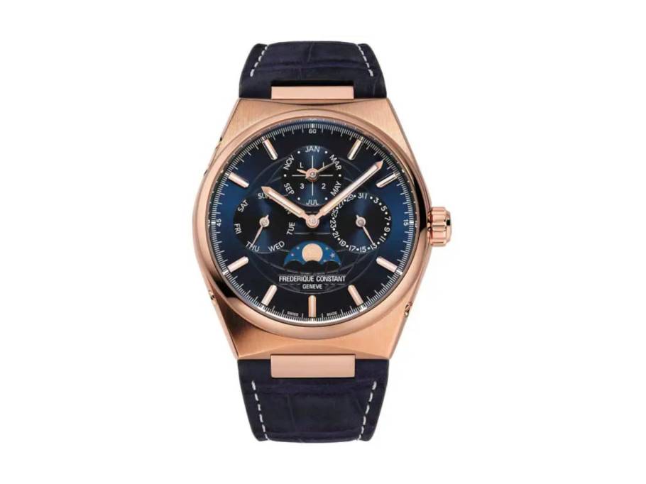 Highlife Perpetual Calendar Manufacture Automatik Roségold 41mm blaues Zifferblatt Lederband
