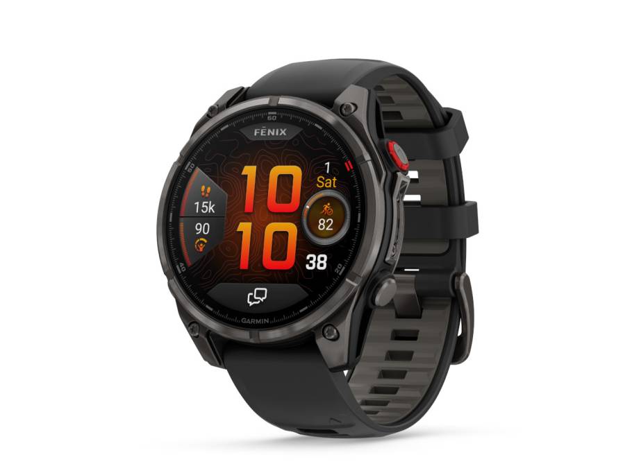   fenix 8 Pro AMOLED faserverstärktes Polymer und Titan DLC-Carbongrau 47mm digitales Zifferblatt schwarzes Silikonband