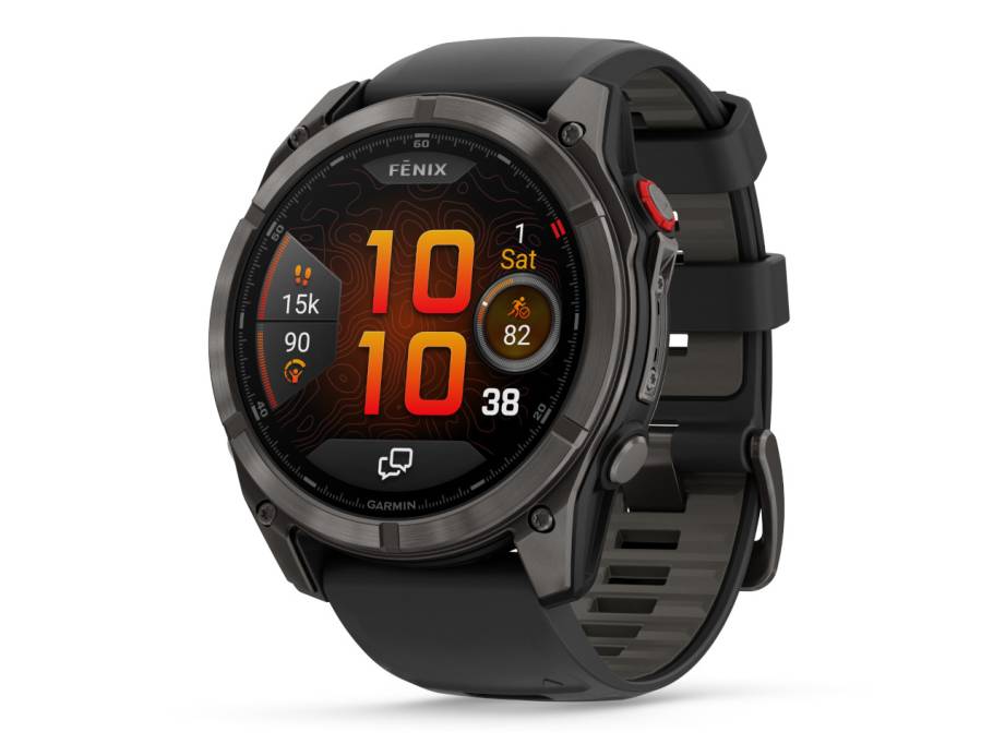   fenix 8 Pro AMOLED faserverstärktes Polymer und Titan DLC-Carbongrau 51mm digitales Zifferblatt schwarzes Silikonband