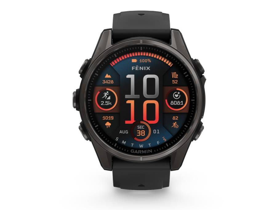 fenix 8 43mm AMOLED faserverstärktes Polymer Edelstahl titangrau beschichtet schwarzes Kautschukband