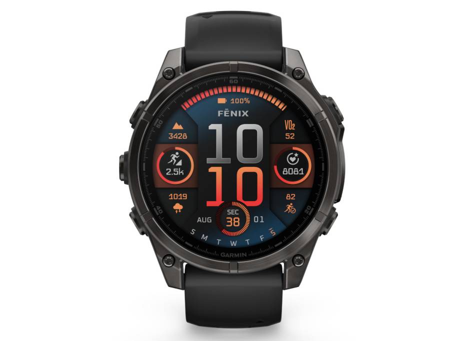 fenix 8 47mm AMOLED faserverstärktes Polymer Titan carbongrau beschichtet schwarzes Kautschukband