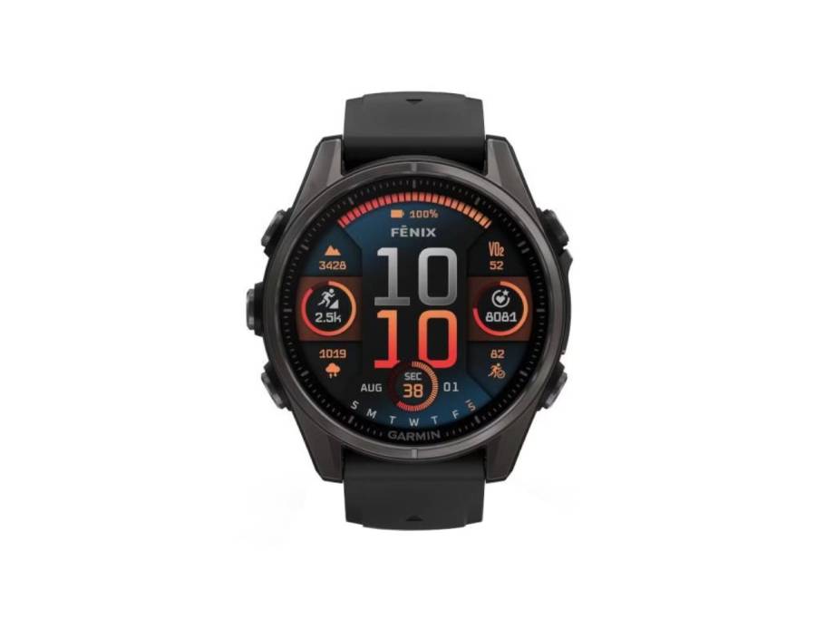 fenix 8 43mm AMOLED faserverstärktes Polymer Edelstahl titangrau beschichtet schwarzes Kautschukband