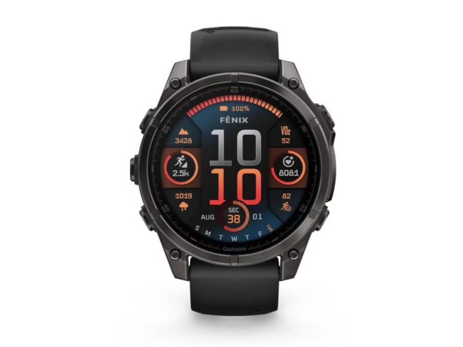 fenix 8 47mm AMOLED faserverstärktes Polymer Titan carbongrau beschichtet schwarzes Kautschukband