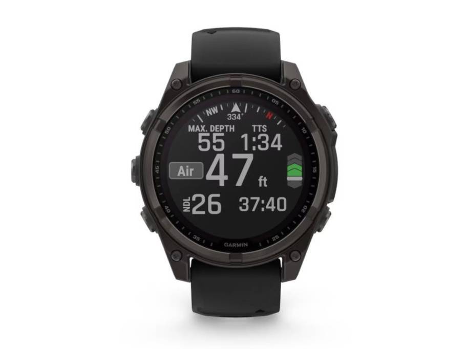 fenix 8 47mm Sapphire Solar faserverstärktes Polymer Titan carbongrau beschichtet schwarzes Kautschukband