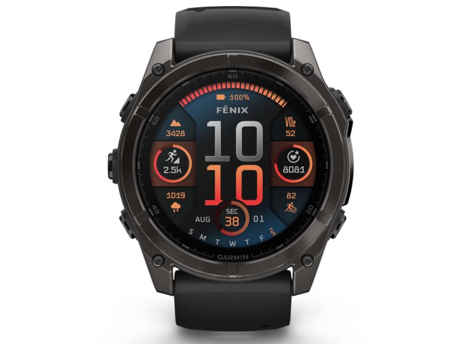 fenix 8 51mm AMOLED faserverstärktes Polymer Titan carbongrau beschichtet schwarzes Kautschukband