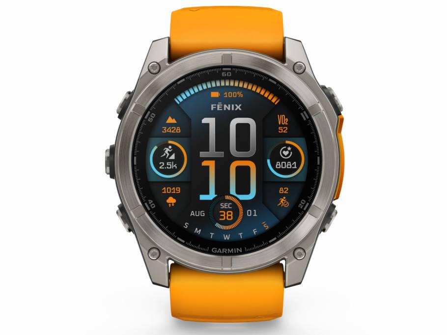 fenix 8 51mm AMOLED faserverstärktes Polymer Titan graphitfarben beschichtet oranges Kautschukband