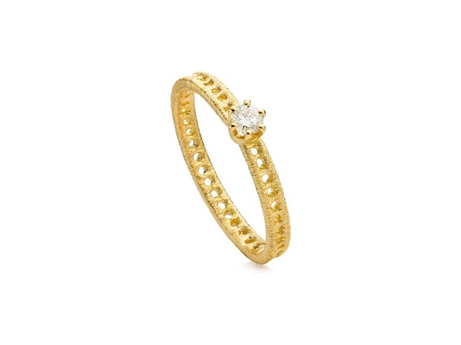 Figaro Solitär Ring Gelbgold 2,7mm mit Brillant 0,070ct