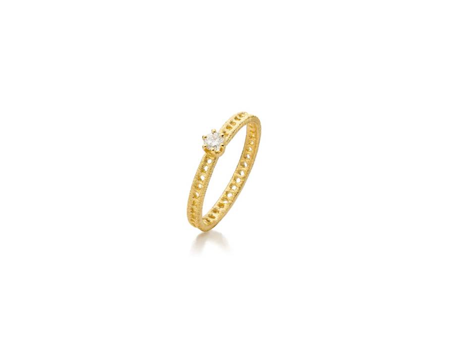 Figaro Solitär Ring Gelbgold 2,7mm mit Brillant 0,070ct