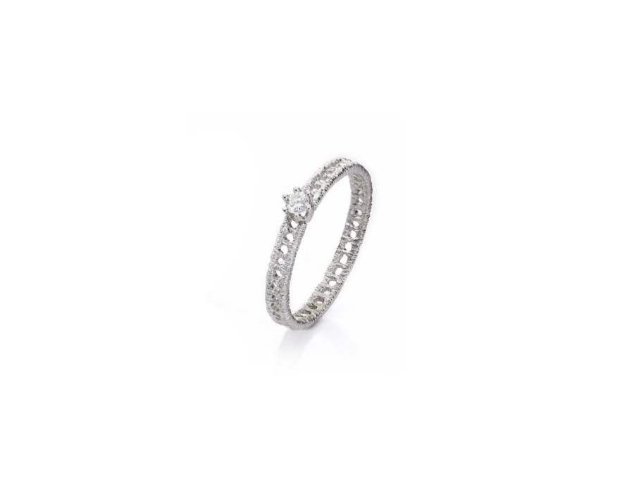 Figaro Solitär Ring Weißgold 2,7mm mit Brillant 0,070ct