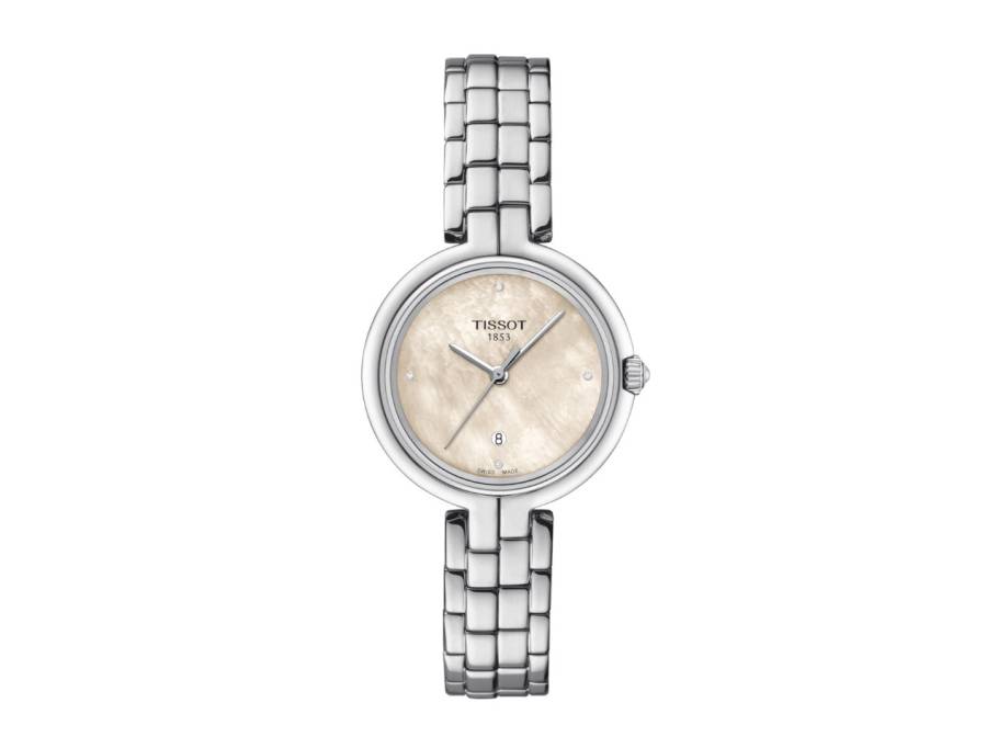 Flamingo Quarz Edelstahl 30mm Perlmutt-Zifferblatt mit Diamanten Metallband