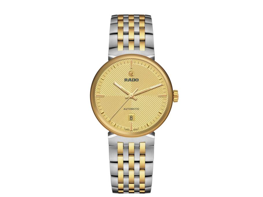  Florence Automatik Edelstahl 39 mm goldfarbenes Zifferblatt Metallband bicolor