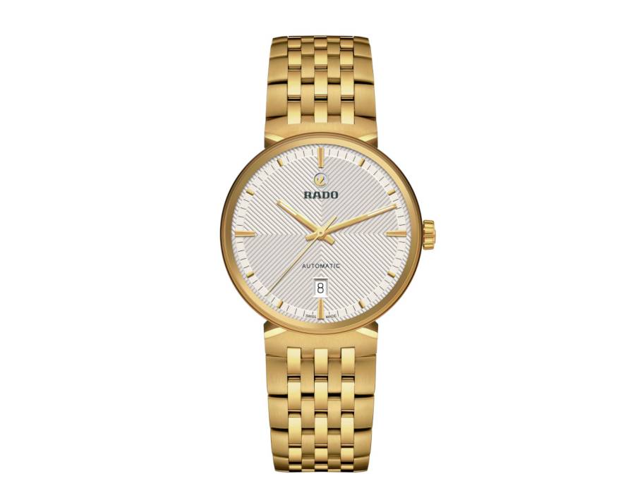  Florence Automatik Edelstahl gelbgoldfarben beschichtet 39 mm weiß-silbernes Zifferblatt Metallband