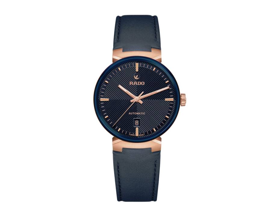  Florence Automatik Edelstahl roségoldfarben beschichtet 39 mm dunkelblaues Zifferblatt dunkelblaues Lederband