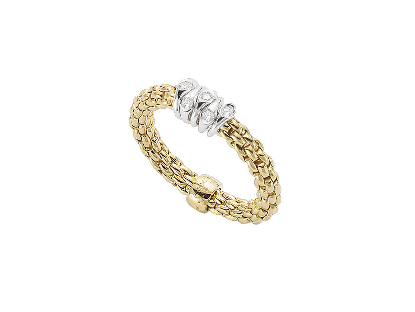 Prima Ring mit 5 Brillanten Gelbgold