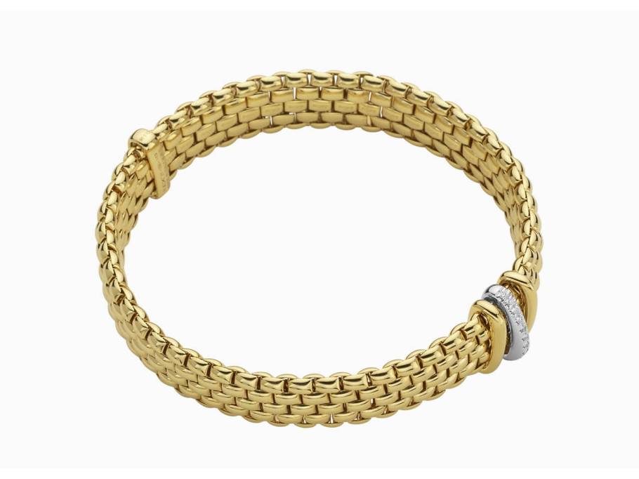 Panorama Armband  mit 3 Ronden  Gelbgold mit Brillanten