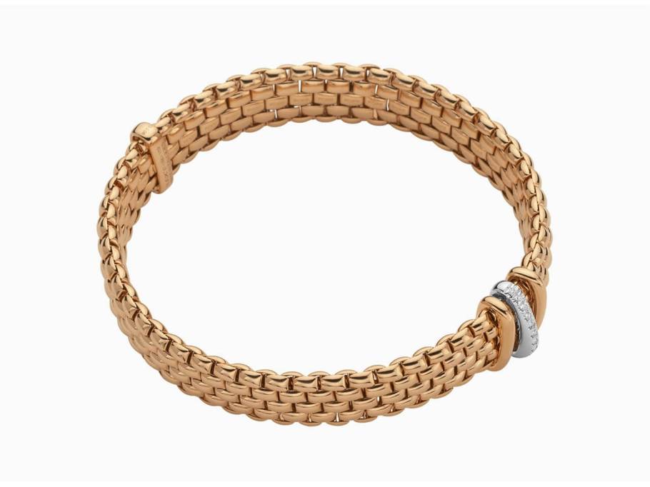 Panorama Armband  mit 3 Ronden  Rosegold mit Brillanten