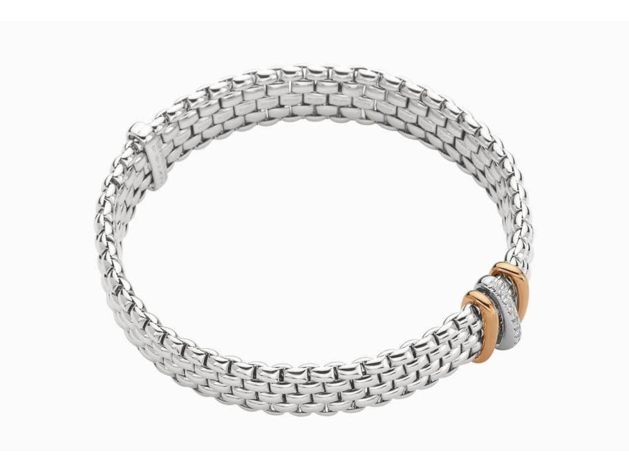 Panorama Armband  mit 3 Ronden  Weißgold mit Brillanten