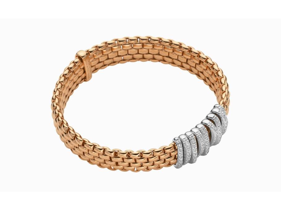 Panorama Armband  mit 9 Ronden Rosegold mit Brillanten Pave