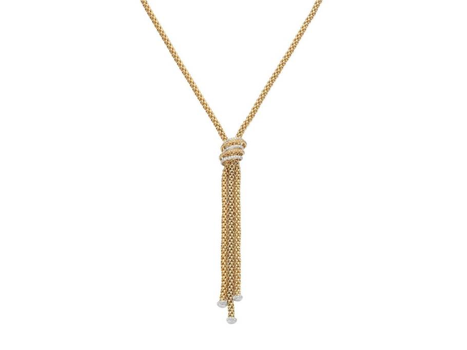 FlexIt Solo Collier  Gelbgold  mit Brillanten Pave 70cm