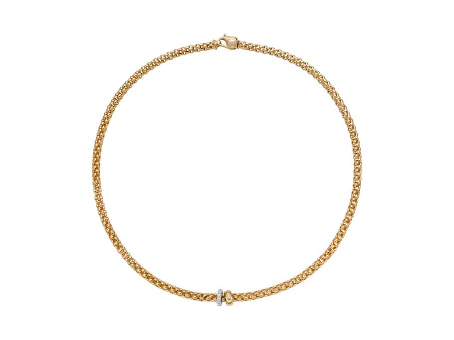 Solo Collier Gelbgold 43cm mit Brillanten 0,290ct