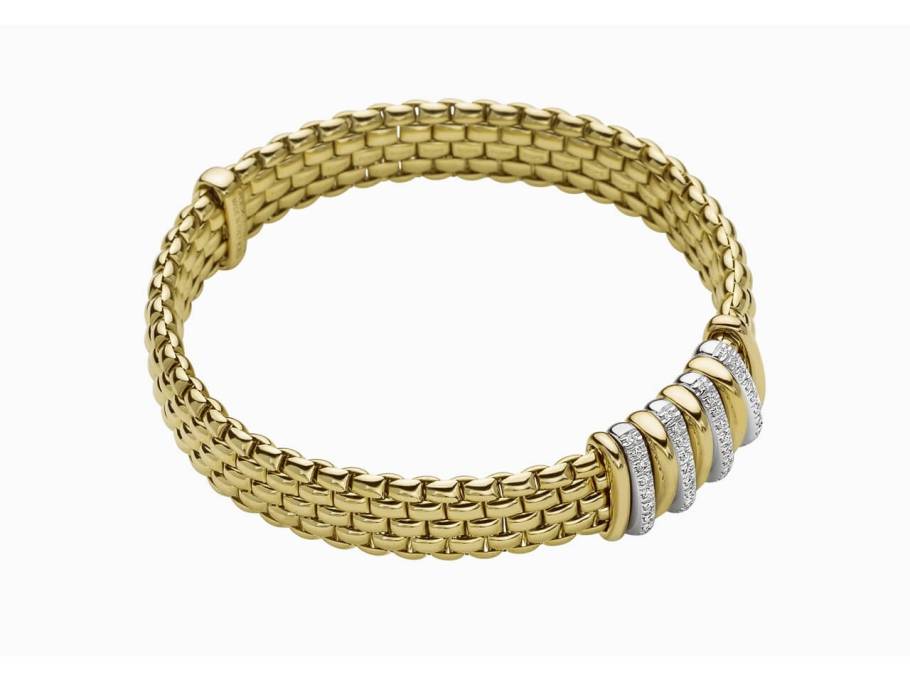 Panorama Armband  mit 9 Ronden  Gelbgold mit Brillanten