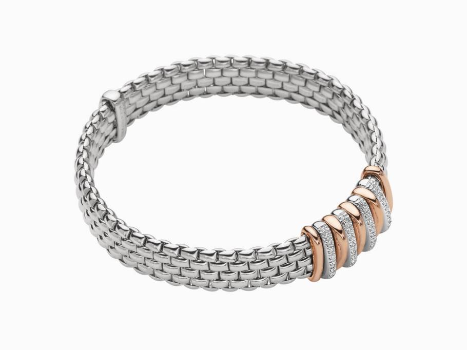 Panorama Armband mit 9 Ronden Weißgold mit Brillanten