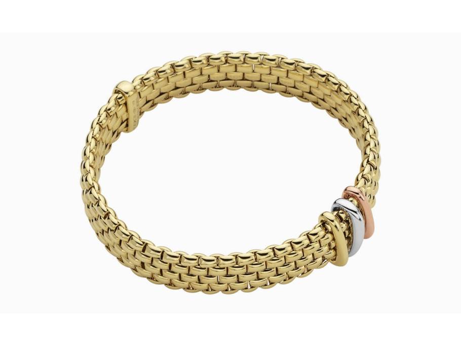 Panorama Armband  mit 3 Ronden   Gelbgold