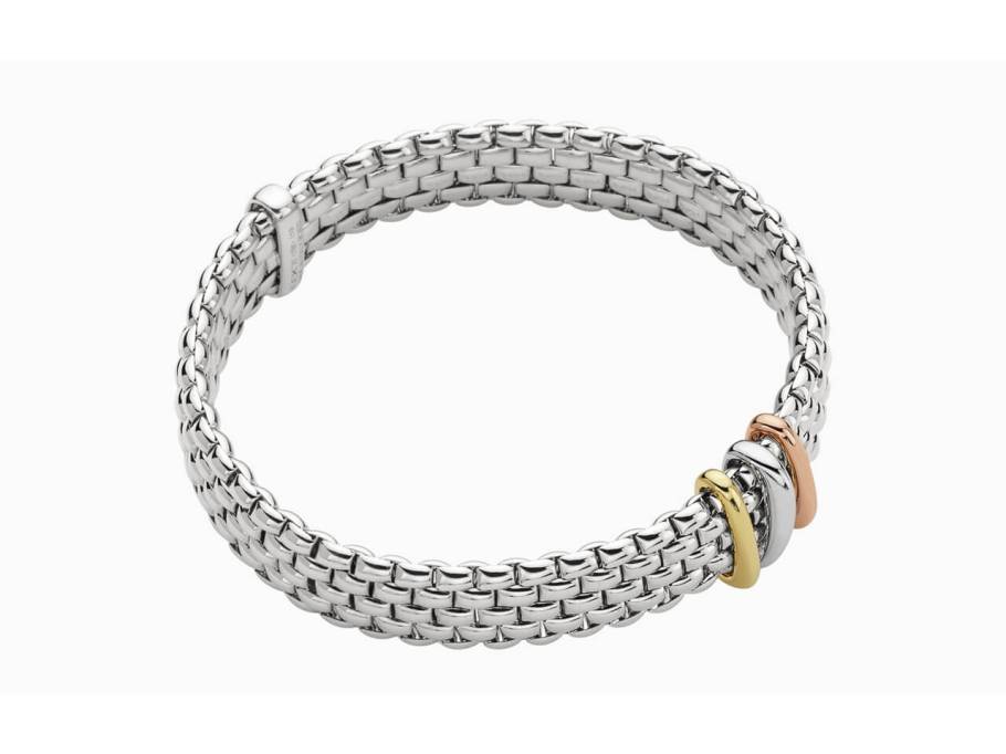 Panorama Armband  mit 3 Ronden   Weißgold